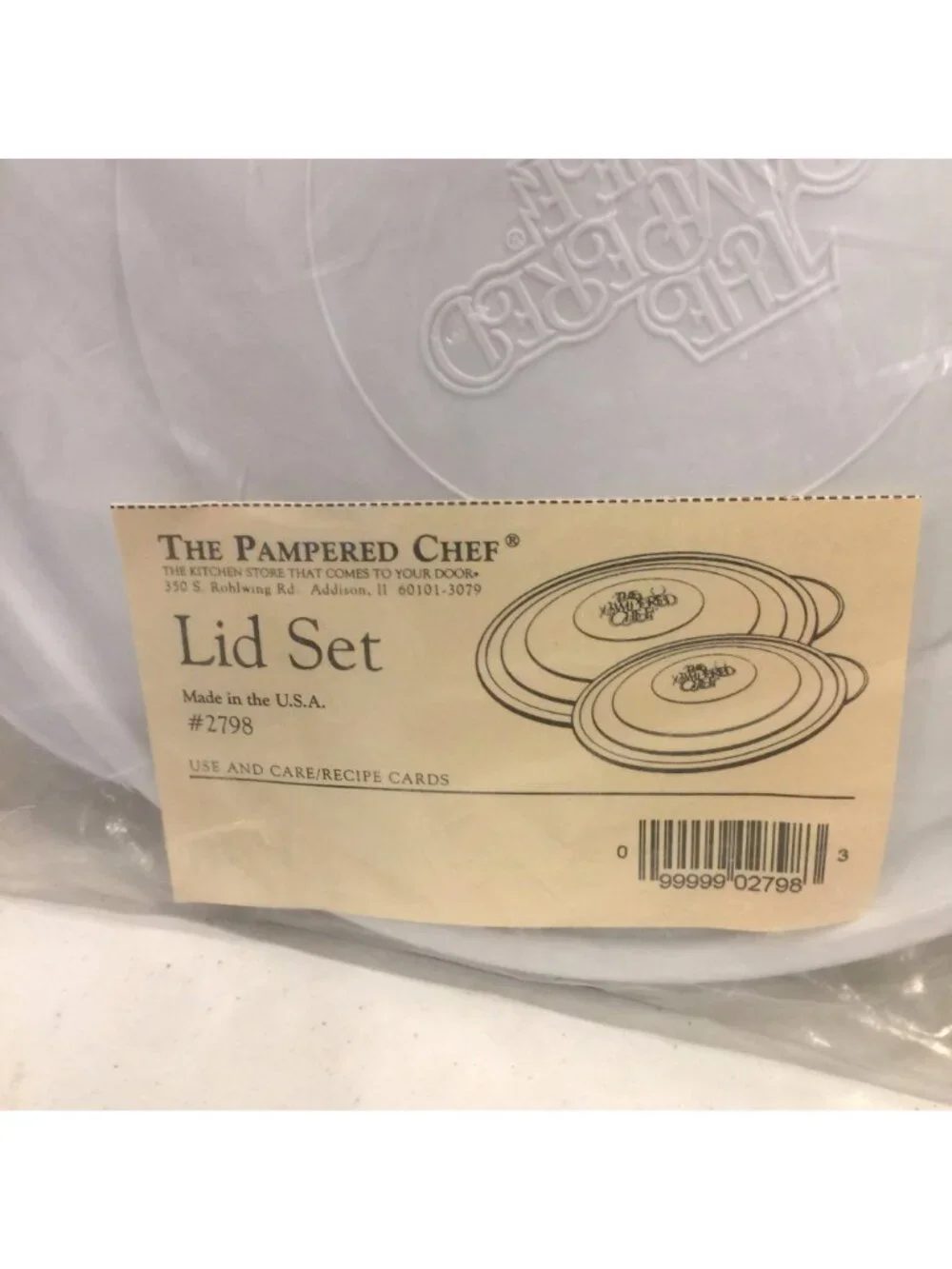 The Pampered Chef LID SET #2798 White Round Plastic 9